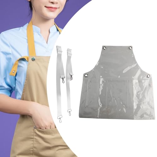 Delantal de cocina transparente antimanchas con diseño cruzado que evita el dolor de cuello 7