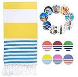 FATSLON Turkish Beach Towel (39"x71") Turkish Cotton-Prewashed-Sand Free-Super Soft-Oversized-Absorb