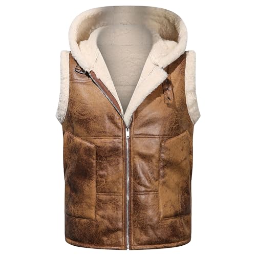 Gilet homme hiver chaud en cuir contre le froid veste moto sans manches