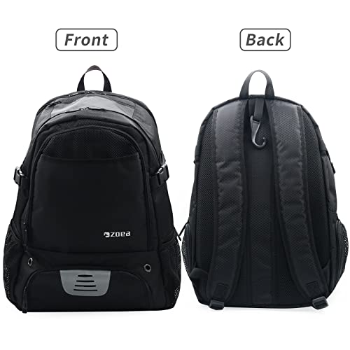 Zoea Large Basketball Bag - Backpack For Basketball, Soccer & Volleyball Football Gym Includes Shoe & Ball & Laptop Compartment (Black) #TOP5