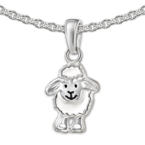 Chaîne Singapour 40 cm argent 925 et pendentif mouton blanc