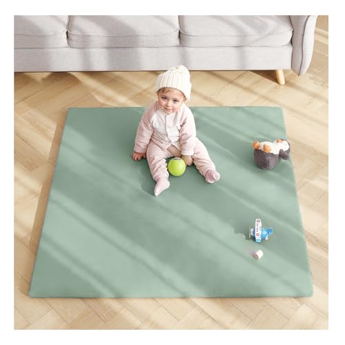 Image of Givjoy Baby Play Mat 48"x48" – Thick, Non-Slip Foam Mat for Babies and Toddlers. Foldable, Scrubbable, Odorless, and Soft, Ideal for Playpens, Crawling, and Indoor Playtime-Green