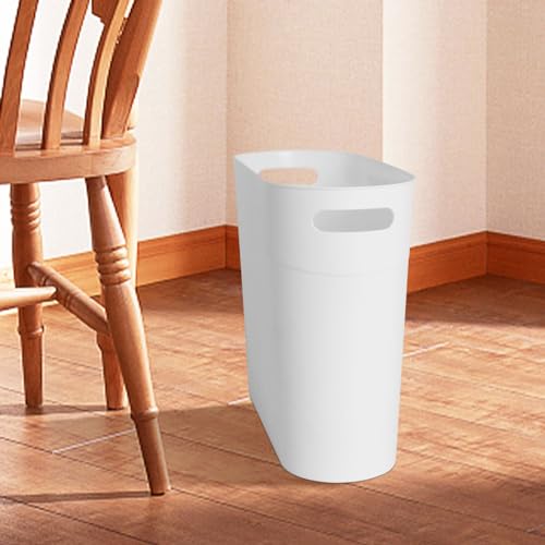 Image of 2 Pack 3.2 Gallon Plastic Trash Cans for Bathroom, Small Waste Bins with Handles, Compact Garbage Containers for Narrow Spaces, Recycle Wastebaskets for Office, Kitchen, Bedroom, Living Room (white)