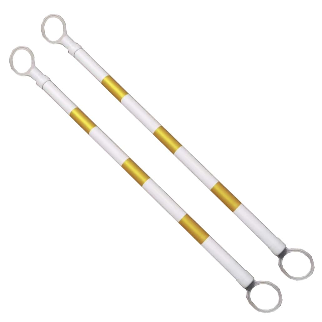 SGKOMN 12 Pcs Adjustable Reflective Traffic Cone Bar - 47-78 Inch Retractable Safety Barrier for Crowd Control & Temporary Security, Yellow & White Warning Divider, Yellow and White-2pcs