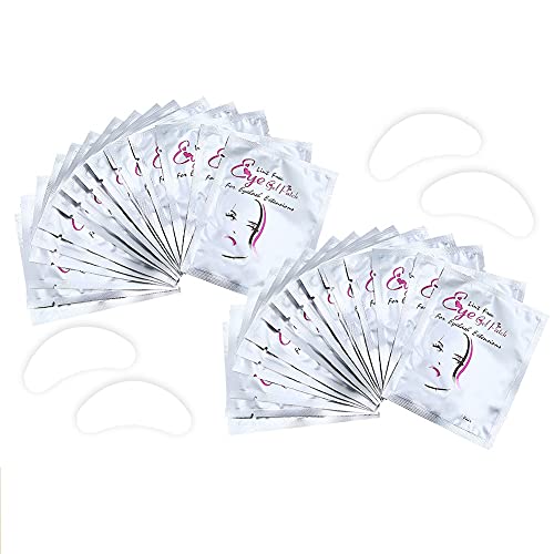 Eye Gel Pads, Lint Free Eyelash Patches, 100 Pairs Under Eye Gel Pads for Pro Salon and Individual Eyelash Extension (SILVER)