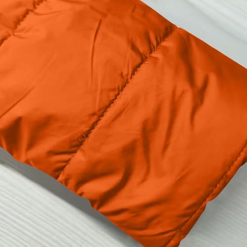 Winterjacke Damen Lang Wintermantel Fleece Gefüttert Steppjacke Warm Daunenjacke Elegant Parka mit Kapuze Winterparka Einfarbig Hoodie Jacke Winddicht Outdoorjacke Baumwolle Mantel Orange 5XL