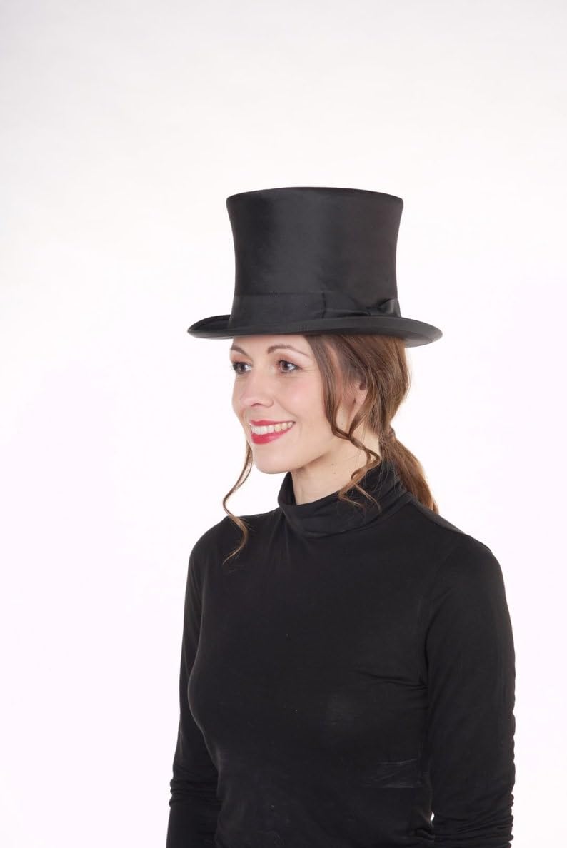 Maskworld Hochwertiger Seidenglanz-Zylinder - Hochzeit festlich elegant - Damen & Herren - Schwarz - Höhe: 15 cm - handgefertigt in Deutschland - Hut-Manufaktur