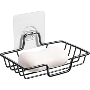 Generisch SOP049 Schwarze Edelstahl Seifenschale mit Klebepad