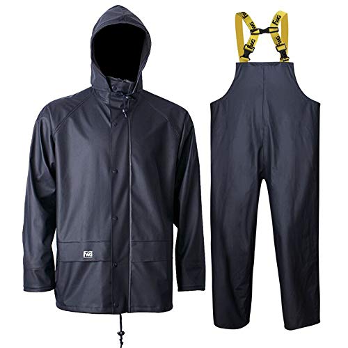 Rain Jacket with Pants for Men Women Waterproof Foul Weather Gear 3-Pieces Heavy