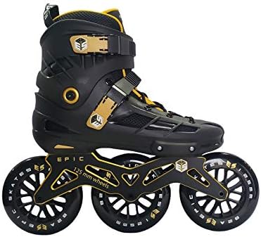Epic Skates Epic Engage 125mm 3-Wheel Inline Speed Skates, Black/Gold, Adult 11 (Engage11)