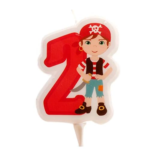Dekora - Vela de Cumpleaños 2D de Pirata para Tartas Infantiles - Numero 2