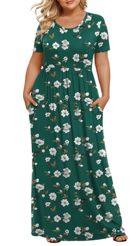 Image of LONGYUAN Women's Plus Size Maxi Dresses Summer Short Sleeve Casual Long Dress 2026 XL-6XL