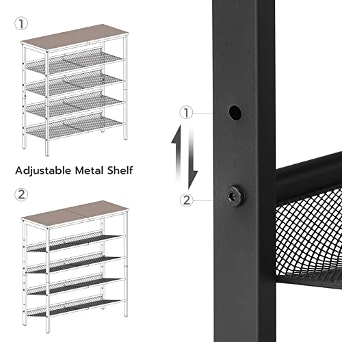 Hoobro Shoe Rack, 5-Tier Shoe Storage With Adjustable Mesh Shelves, 16-20 Pairs Of Shoes, Stable And Durable, Spacious Top, Freestanding, Metal, Industrial, For Entryway, Closet, Rustic Brown Bf12Xj01 #TOP4