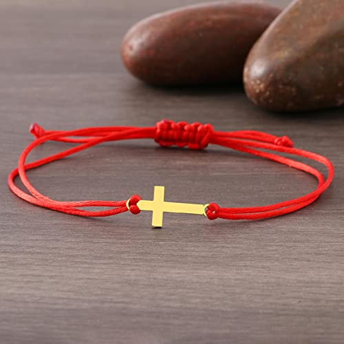 Bracelet croix Jésus réglable anti-perte cordon tressé solide - 6