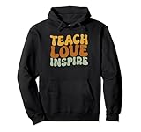 Photo Gallery groovy retro teach love inspire back to school teacher felpa con cappuccio Photo Gallery groovy retro teach love inspire back to school teacher felpa con cappuccio