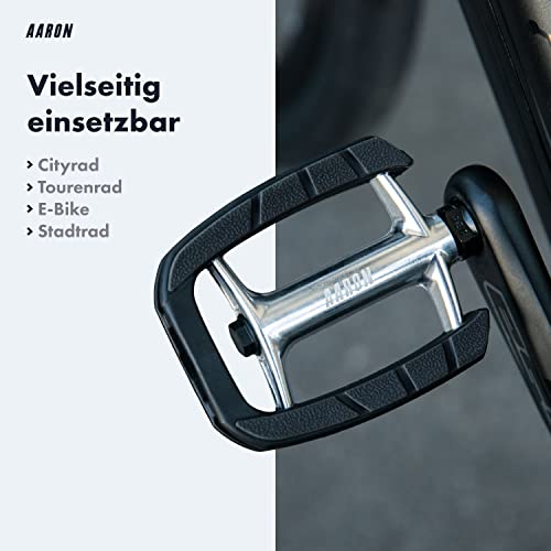 AARON City Bicycle Pedals with Non-Slip Rubber Grip and Sealed Industrial Ball Bearing - Image 4
