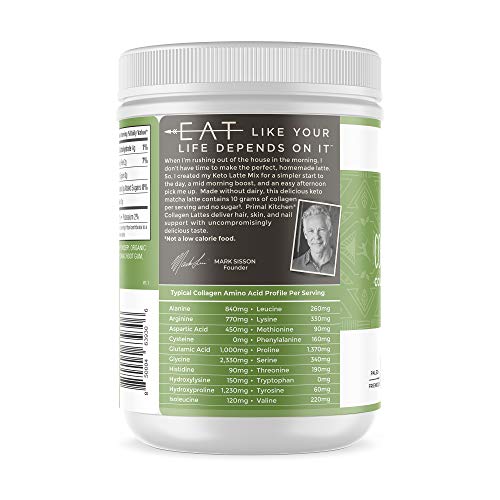 Primal Kitchen Matcha Collagen Keto Latte Powder, Sugar-Free Collagen Peptides, 9.33 Ounces