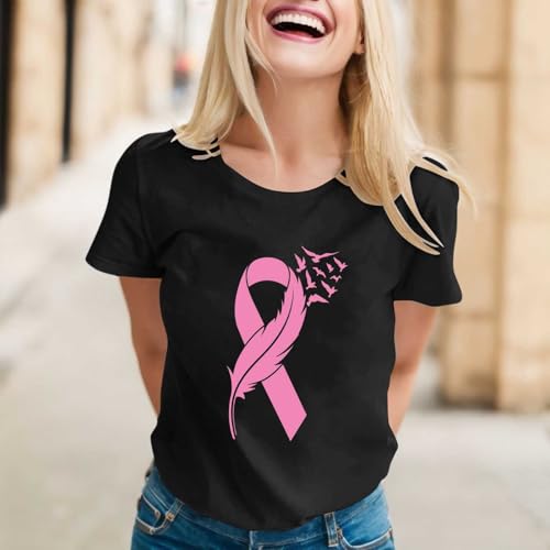 Womens Shirts Breast Cancer Awareness Support Tees Inspirational Pink Ribbon Shirt Breast Cancer Survivor Gifts Tee - image 2
