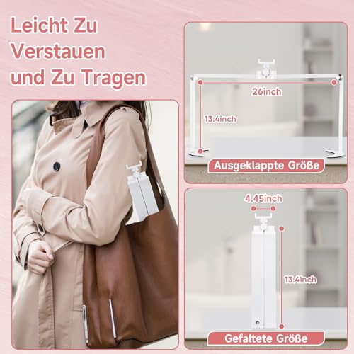 VIHBRAI Lampe für Nagel Schreibtisch,Faltbare LED Nageltischlampe für Nail,26 in Nageltisch lampe für Schönheit/Wimpern/kosmetikliege (Quadrat-Weiß)