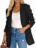 Mina Self Black Blazer Jacket for Women Double Breasted Hoodies Long Jackets Blazers for Business Casual Fashion Dressy Hooed Tops Coat Spring Fall Outfits Clothes for 2023 HS-XL