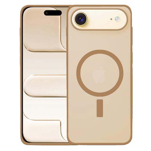 Image of amazon basics Luxury Paper Thin Case Cover for iPhone 17 Air | Matte Finish | Compatible with magsafe | (Gold, iPhone 17 Air)