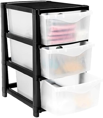 3 Drawer Unit Black & Clear