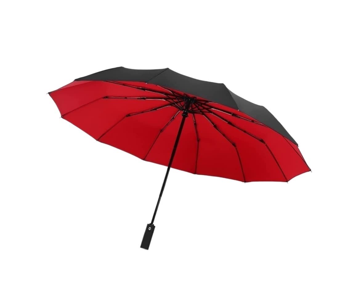 Ombrello Pioggia e Sole Ombrello Pieghevole Automatico, Ombrello Zaino Antivento, Ombrello Da Viaggio Chiusura Automatica Per Donna Uomo Uomo e Donna (Color : Rot)