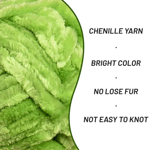 Image of Fuzzy Chunky Chenille Yarn for Crocheting,Soft Plush Yarns for Hand Knitting,Bulky 100 g(49.2 yd) Baby Blanket Yarn for Crocheting Amigurumi,Crochet Fluffy Velvet Yarns (Emerald Green)