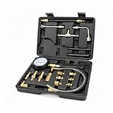 ZEAJSRU Fuel Pressure Tester Kit 0–140 PSI, Fuel Injection Pressure Tester & Fuel System Pressure Gauge Kit with Hoses and Adapters for Gasoline Cars Trucks Motorcycles114 Black