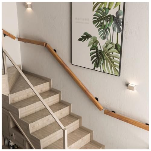 Rambarde d'escalier en bois de 100 cm avec sa barre d'appui murale robuste - 3