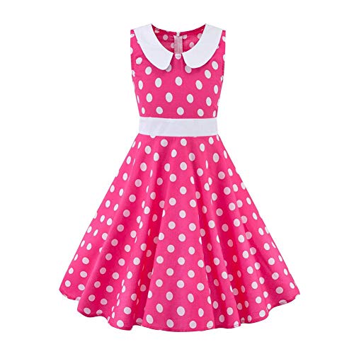Girls Vintage 1950s Dress Retro Christmas Polka Dot Dress Kids