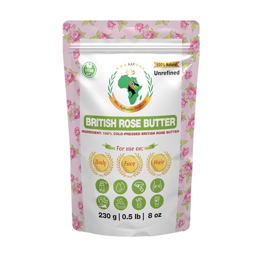 Authentic Raw British Rose Butter | Butter | For DIY Face, Body, Hands | Unrefined | 100% Pure| Organic from Africa | Resealable Bag | 0.5 LB (230g)