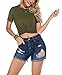 JINKESI Women's Summer Causal Short Sleeve Blouse Round Neck Crop Tops Twist Front Tee T-Shirt Army Green-Large