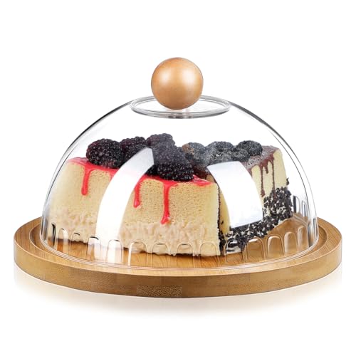 ABOOFAN Butter Dish with Lid 7.08In Cake Plate with Dome Cover Glass Dome Cover Serving Tray for Butter Cheese Dessert Fruit Display Kitchen Birthday Weddings