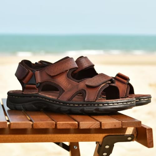 Image of Arkbird Men's Sandals, Closed Toe Leather Fisherman Outdoor Hiking Sport Shoes Summer