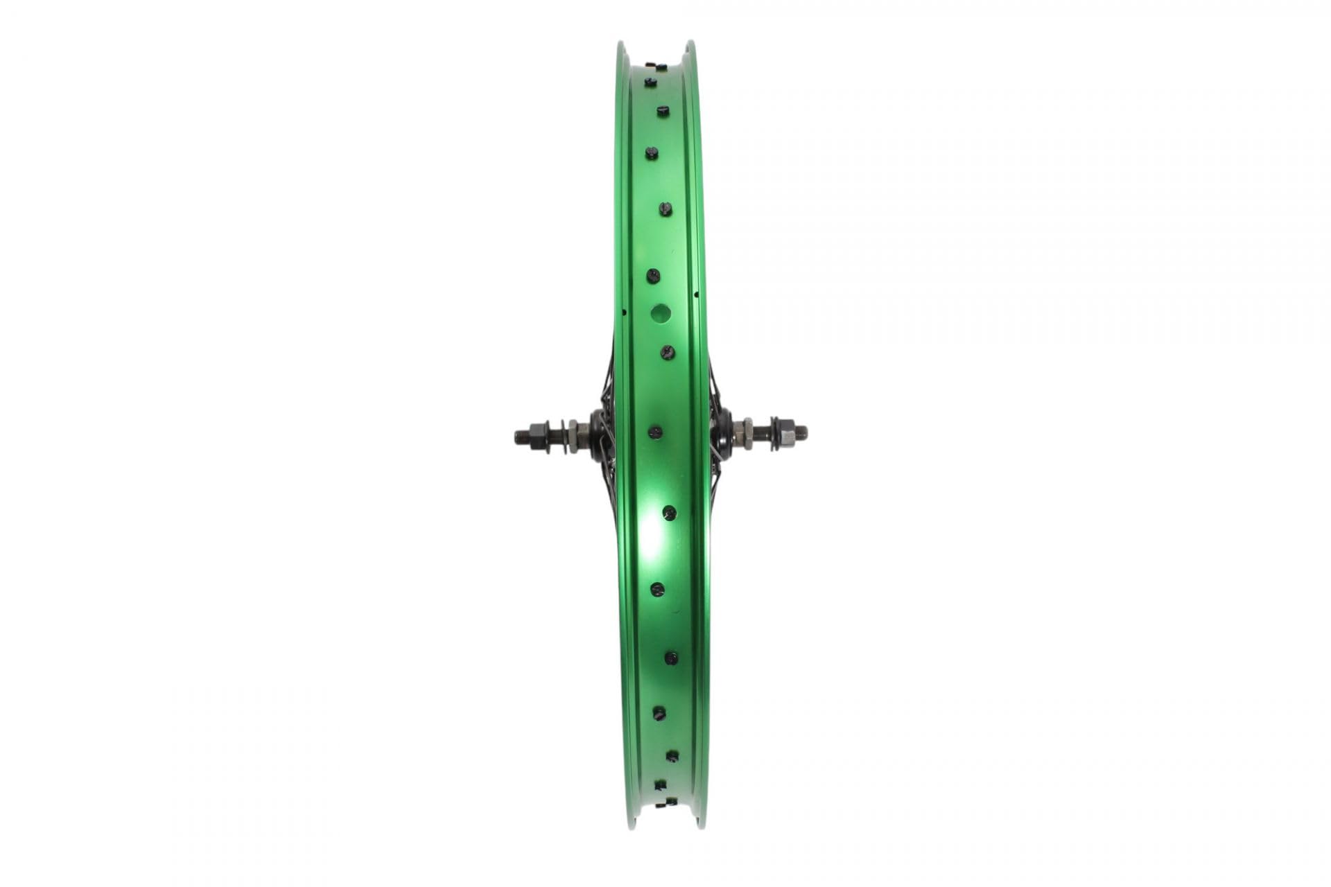 KHE Prism BMX Vorderrad, 20 Zoll, 38mm Felge, Grün Eloxiert, 10mm Achse, 36 Loch