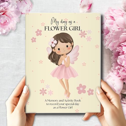 Flower Girl Wedding Activity, Colouring & Keepsake Book – 30 pp Non-Bleed A5 (160 gsm) with Bride & Groom Message, Colouring, Puzzles, Scavenger Hunt & Photo Page