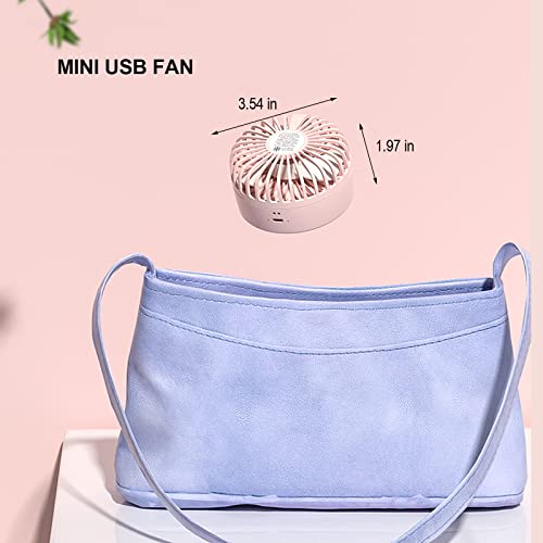 Geniboom Mini Desk Fan, 3-In-1 Portable Misting Fan, Necklace Hand Fan With Colorful Led, Small Handheld Fan Foldable, Quiet, Lanyard, Personal Fan For Women Men Travelling - Pink #TOP4