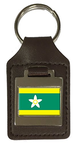 Porte-clés en cuir gravé drapeau Ehime accessoire souvenir Japon