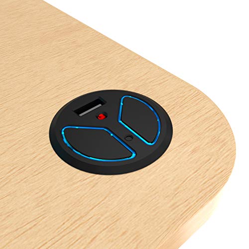 VersaDesk USA Manufactured | Power Pro Corner - 36" Electric Height-Adjustable Standing Desk Riser | Sit to Stand Desktop with Keyboard and Mouse Tray + USB Charging Port | Maple - Thumbnail 2