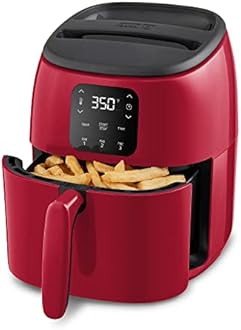 Dash Digital Tasti-Crisp™ Air Fryer - Compact Electric Digital Fryer With Auto Shut-Off Feature - Ideal for Small Spaces - AirCrisp® Technology - 2.6 Quarts - Red