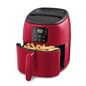 DASH Tasti Crisp Electric Air Fryer Oven 26 Qt Red–Compact Air Fryer for Healthier Food in Minutes Ideal for Small Spaces Auto Shut Off Digital 1000 Watt