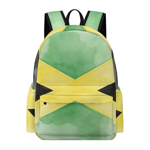Sac à dos léger aquarelle jamaïcaine multi-poches pour voyage scolaire dynamique