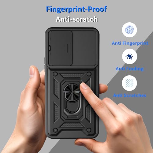 Image of Shockproof Back Case Cover for Poco X8 Pro Max 5G, Shockproof Poco X8 Pro Max Back Cover, Ring Case with Kickstand and Camera Protection Shutter - Black