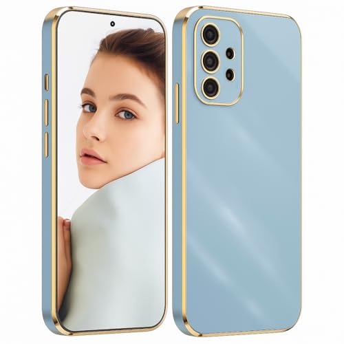 PONRFEKT Funda para Huawei P60 Art,Diseño Borde Dorado Funda Protectora,Delgada,de Lujo Chapado en TPU,Suave Silicona,antiarañazos,a Prueba de Golpes-Gris