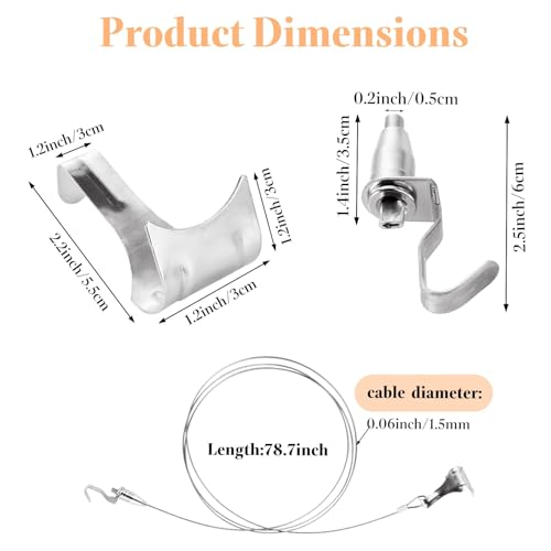 Image of STARVAST 10 Pack Sturdy Picture Rail Hanging System, Stainless Steel Adjustable Picture Hanging Hardware Kit for Wall Pictures, Art Gallery Display, 44 lb Max Load, 78 in Length Cable with Loop