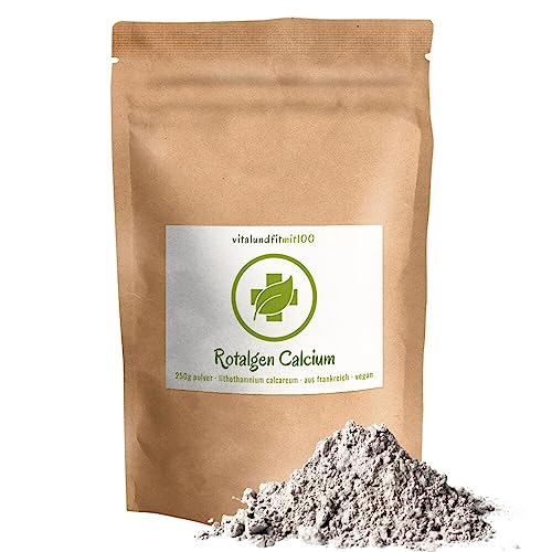 Reinstes Rotalgen-Calcium 250 g - Premium-Rohstoff - natürliches Calcium aus der Rotalge (Lithothamnium calcareum) - Höchste Bioverfügbarkeit - ohne Zusätze, vegan, glutenfrei, allergenfrei