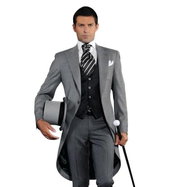 Men's Solid Wedding Dress Suit Set Morning Suits Grooms Slim Fit Wedding Tuxedos Tailcoat Vest Pants2