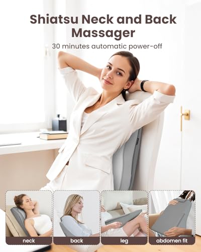 COMFIER Shiatsu Massagegerät,Nackenmassagegerät mit Wärme,Shiatsu Massagegeräte 4D Knet Rückenmassagegerät,Muskelschmerzlinderung für Nacken, Rücken,Beine, Geschenke für Männer, Frauen(Grau) 6
