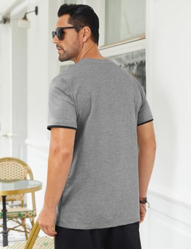 Hardaddy Men's Color Block Pullover Crew Neck Short Sleeve Tee Shirts with Pocket4